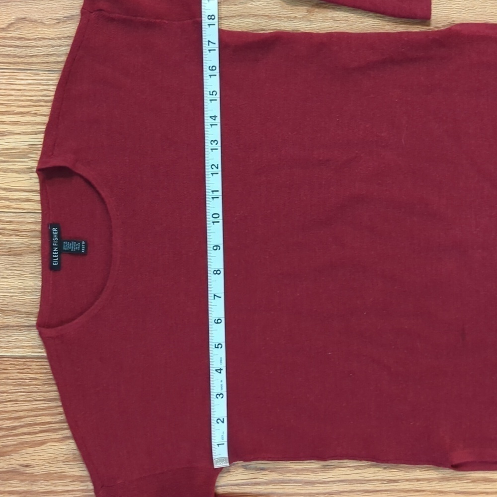 Eileen Fisher red tunic sweater 100% extra fine Merino wool women's size XXS - Picture 2 of 5